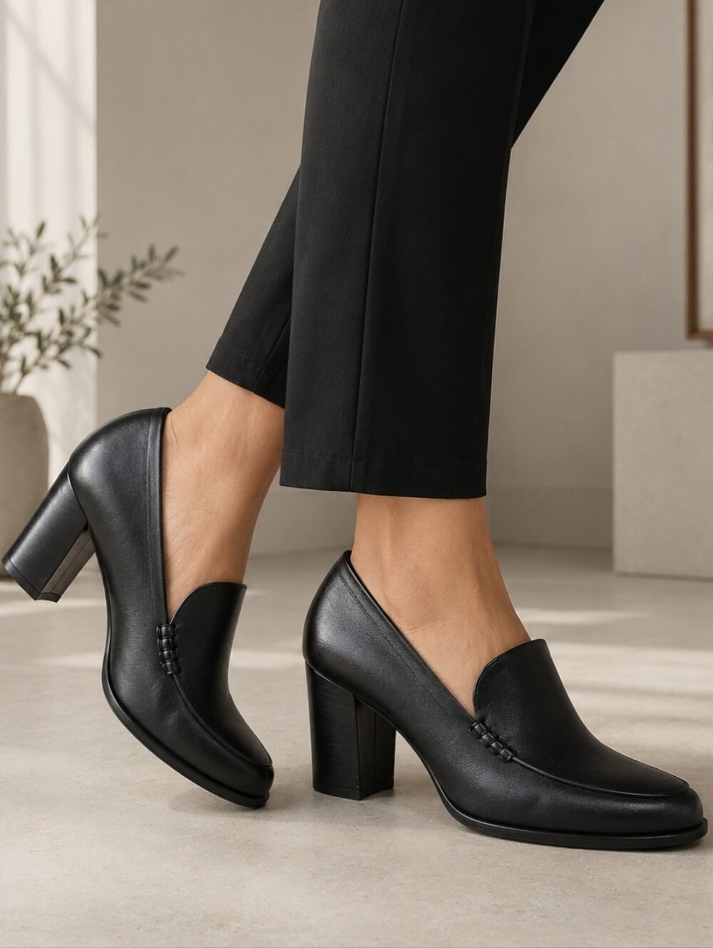 Franco Sarto Nolan 90s Office Siren Revival Loafer Inspired Block Heel Pumps 7M